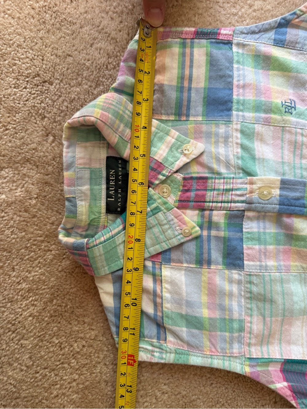 Lauren Ralph Lauren Pastel Patchwork Sleeveless Shirt Dress - Multi - Picture 10 of 10